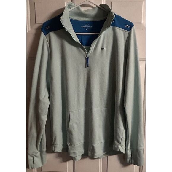 Vineyard Vines Women’s Quarter Zip Blue On Blue W Whales Pull Over Size Medium - Picture 2 of 13